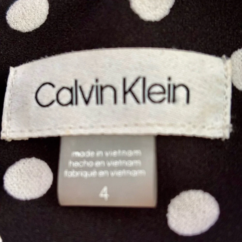 Calvin Klein Black Polka Dot Jumpsuit | Size 4 | Belted, Back Zip, Short Sleeve